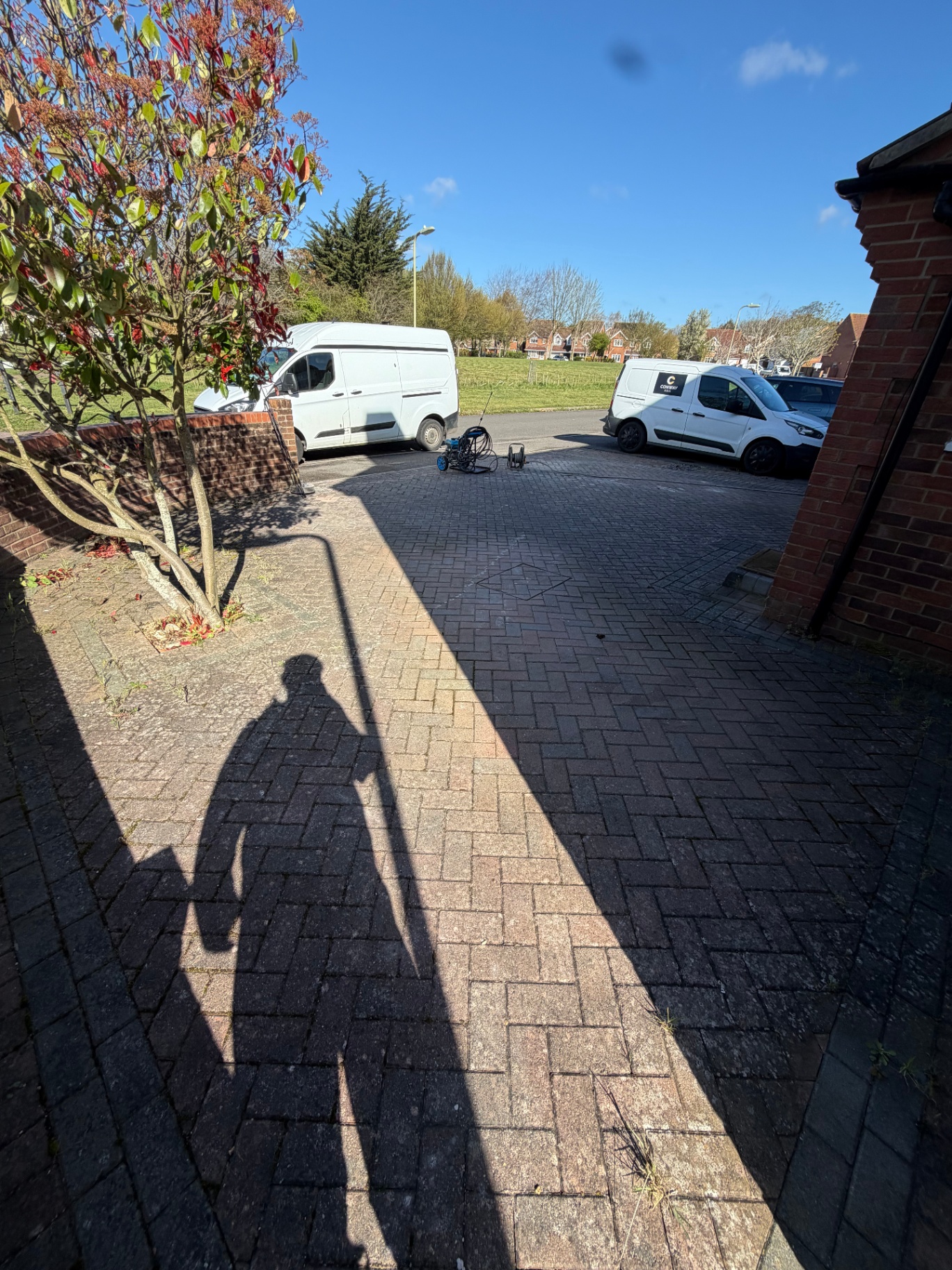 Block paving driveway before cleaning