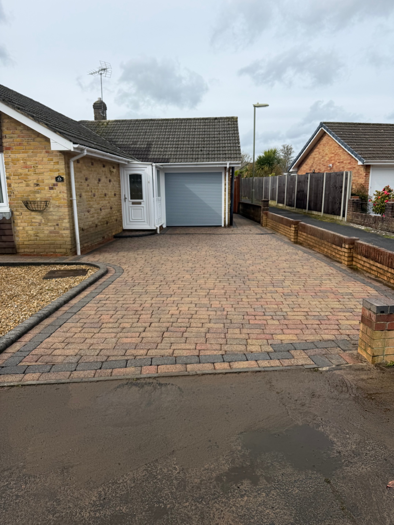 Bungalow block paving driveway after cleaning