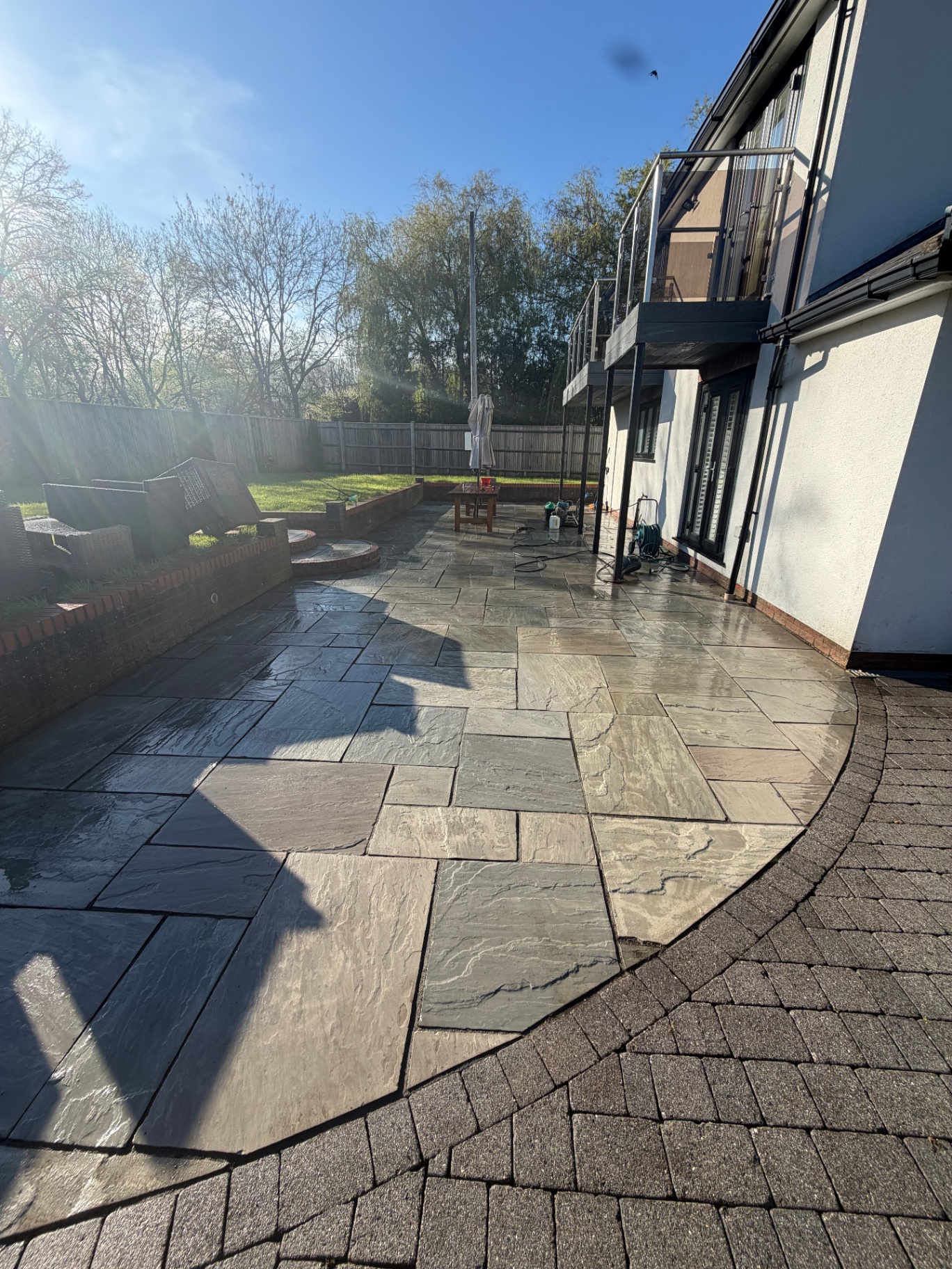 Freshly restored paving after exterior cleaning