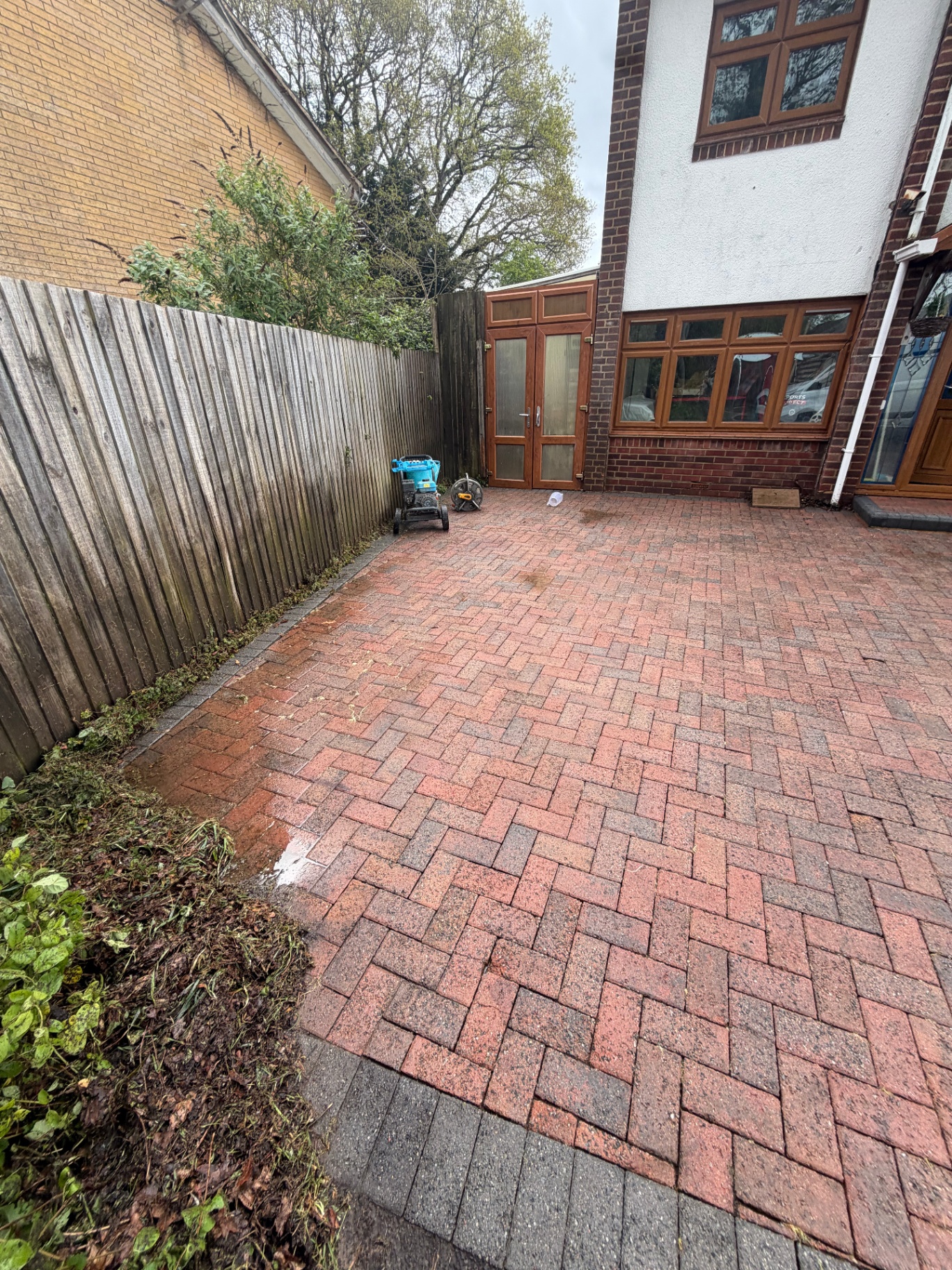 Freshly cleaned exterior paving
